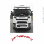 Just Tagging along Curved window sticker  (39